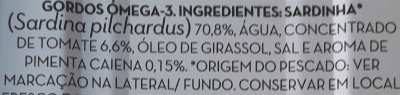 Foto da lista de ingredientes