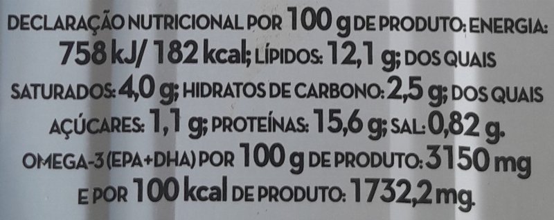 Foto da tabela nutricional