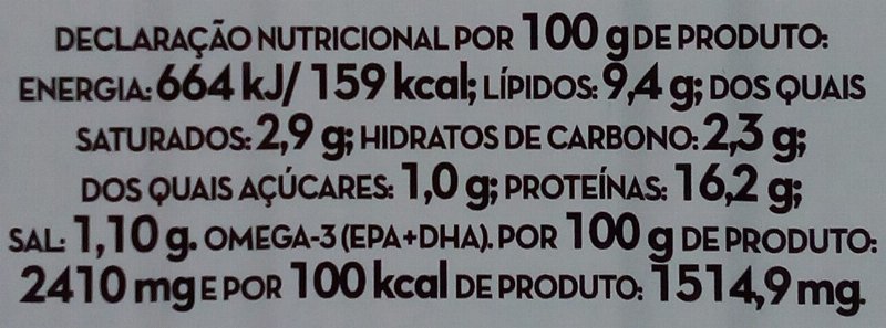 Foto da tabela nutricional