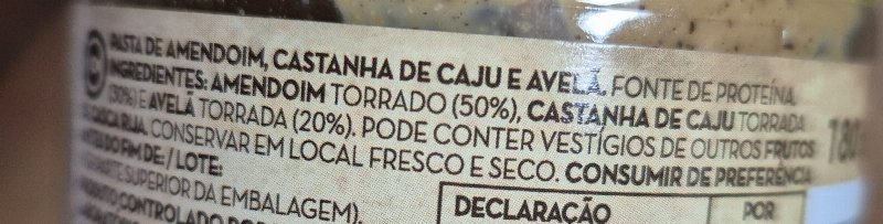 Foto da lista de ingredientes