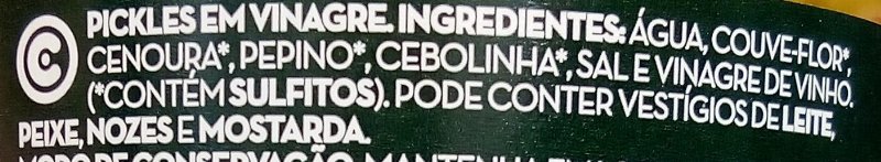 Foto da lista de ingredientes