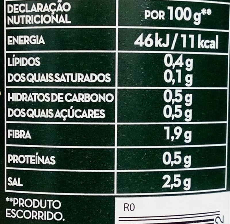 Foto da tabela nutricional