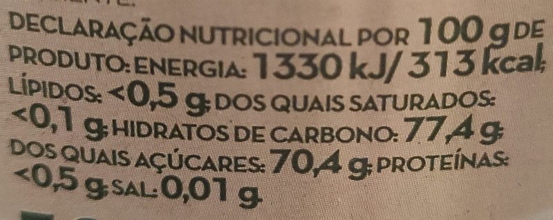 Foto da tabela nutricional