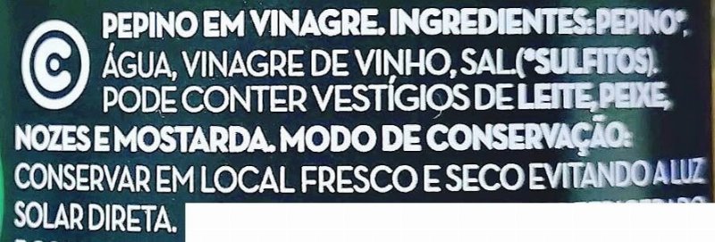 Foto da lista de ingredientes