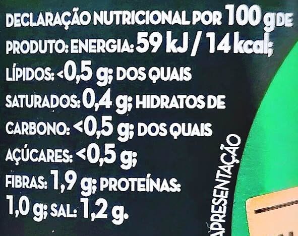 Foto da tabela nutricional