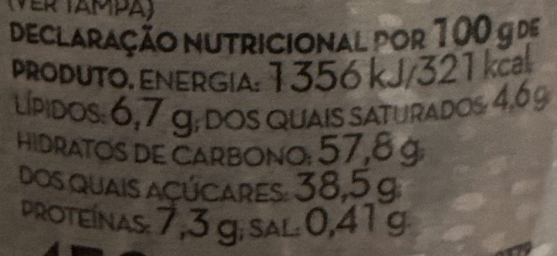 Foto da tabela nutricional