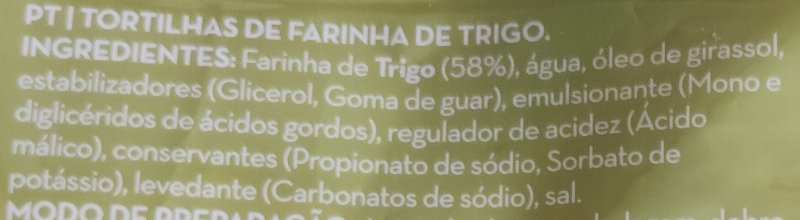 Foto da lista de ingredientes