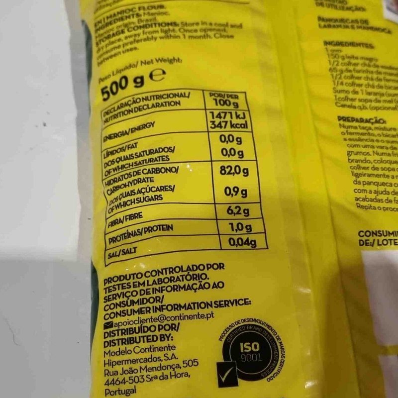Foto da tabela nutricional
