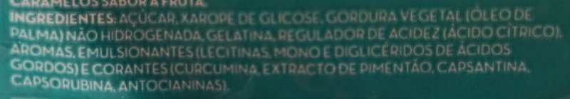 Foto da lista de ingredientes
