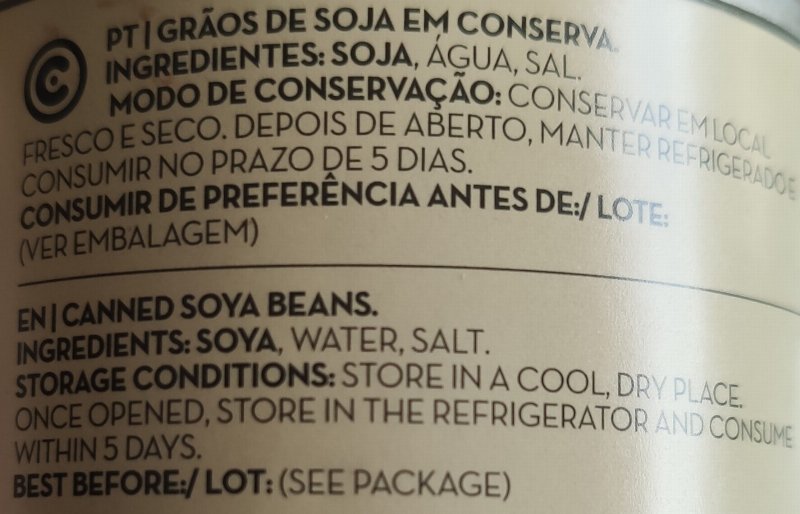 Foto da lista de ingredientes