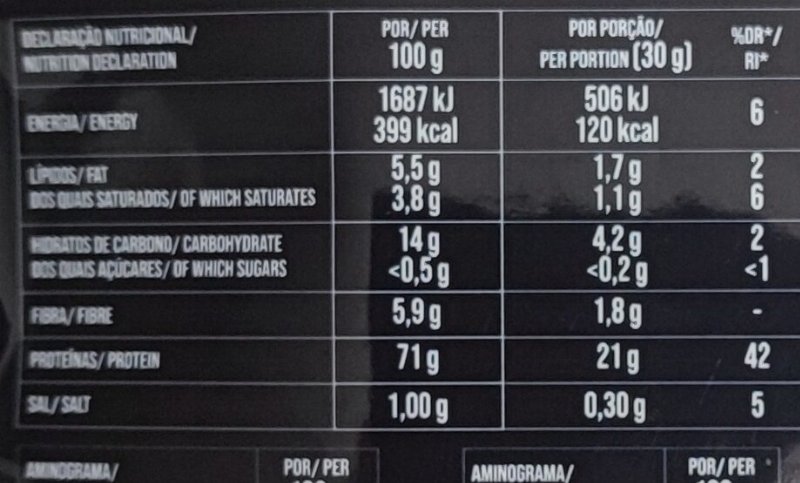 Foto da tabela nutricional