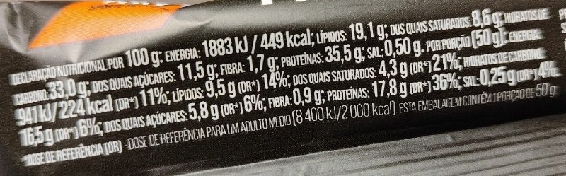 Foto da tabela nutricional