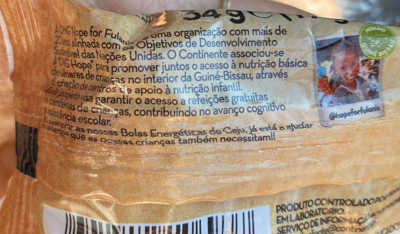 Foto da lista de ingredientes