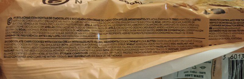 Foto da lista de ingredientes