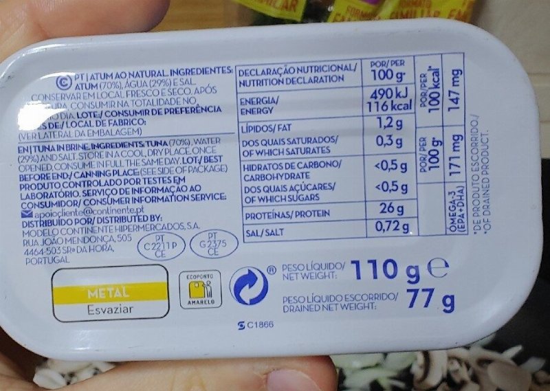 Foto da tabela nutricional