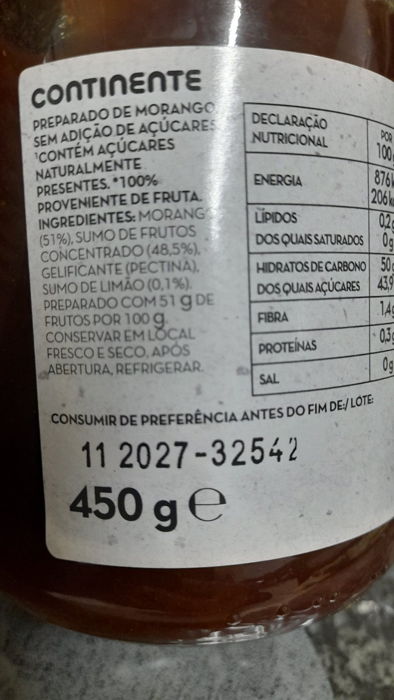 Foto da lista de ingredientes