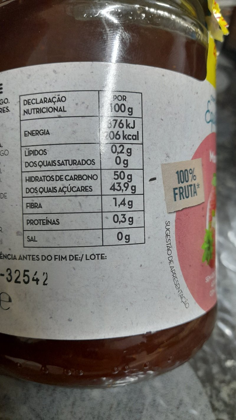 Foto da tabela nutricional