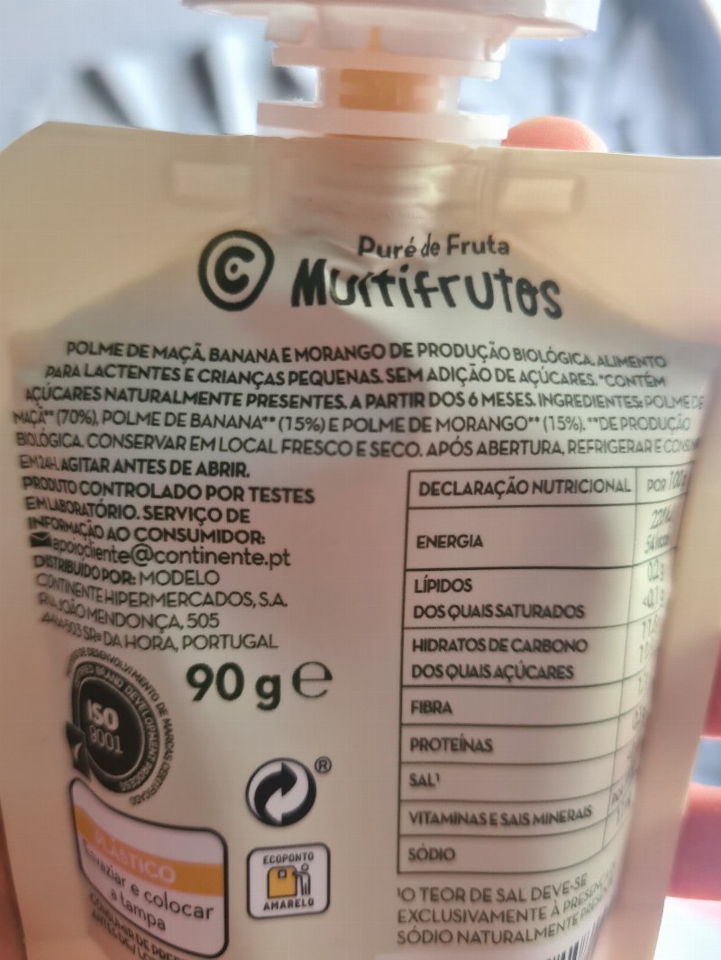Foto da lista de ingredientes