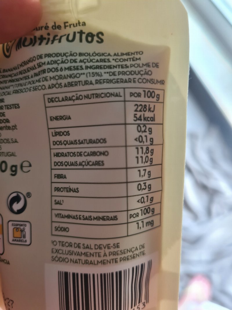 Foto da tabela nutricional