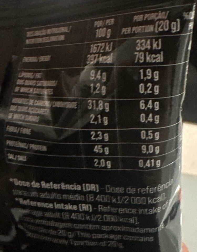 Foto da tabela nutricional