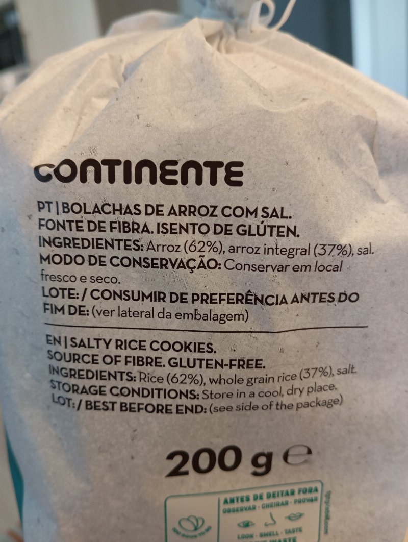 Foto da lista de ingredientes