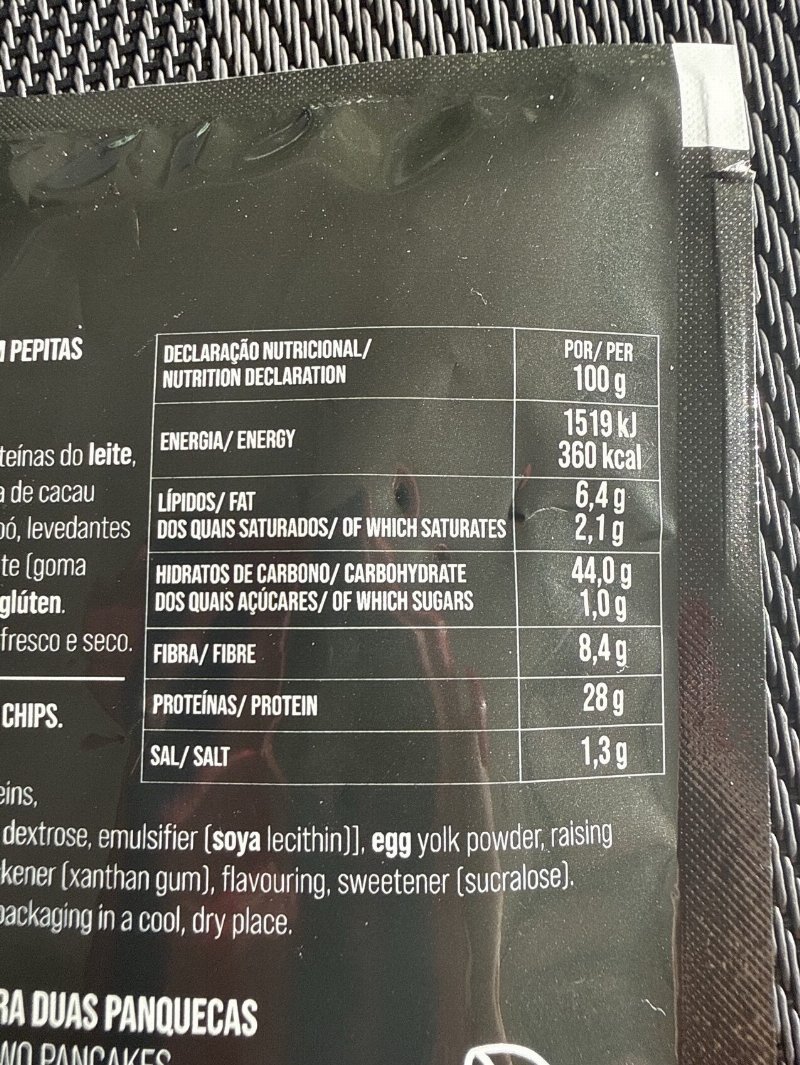 Foto da tabela nutricional