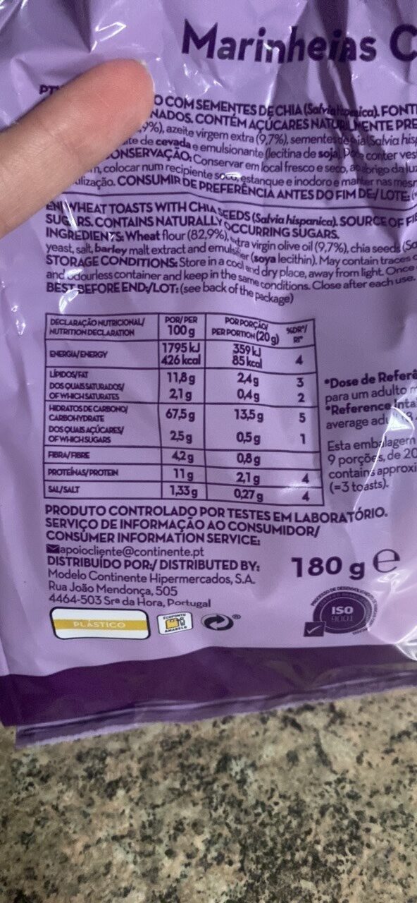 Foto da tabela nutricional