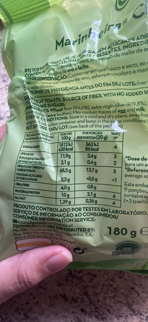 Foto da tabela nutricional