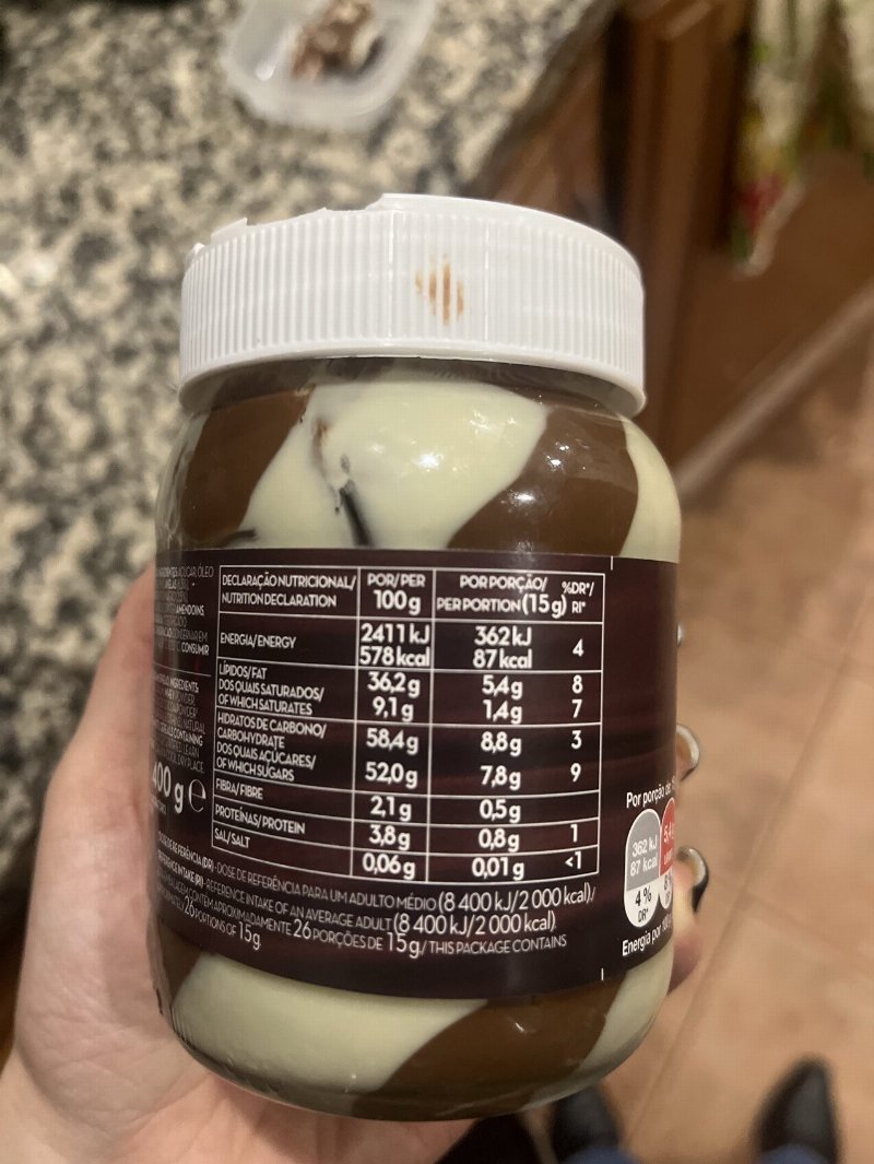 Foto da tabela nutricional