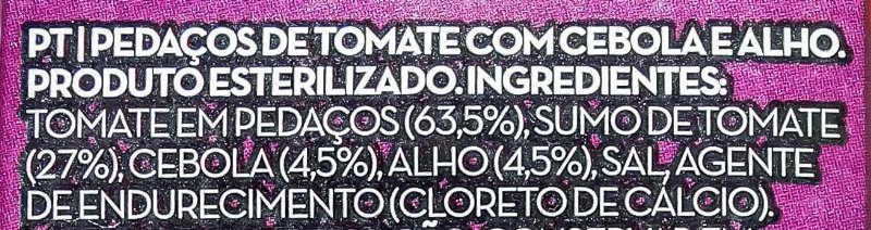 Foto da lista de ingredientes
