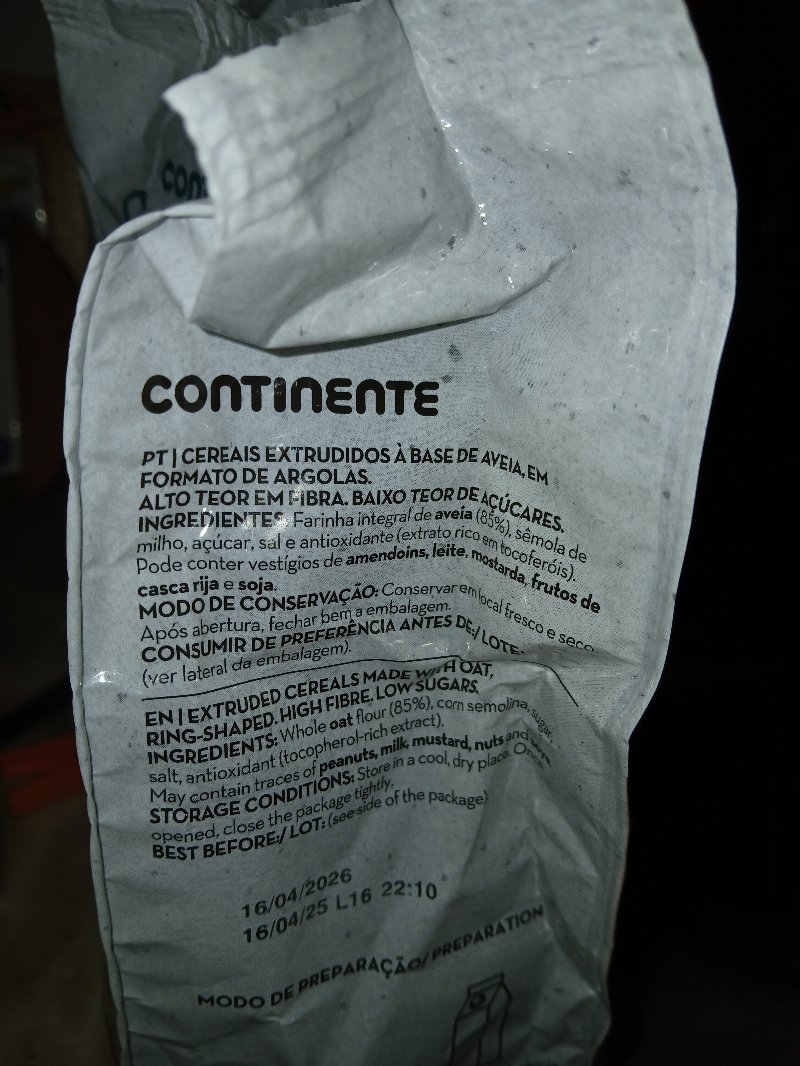 Foto da lista de ingredientes