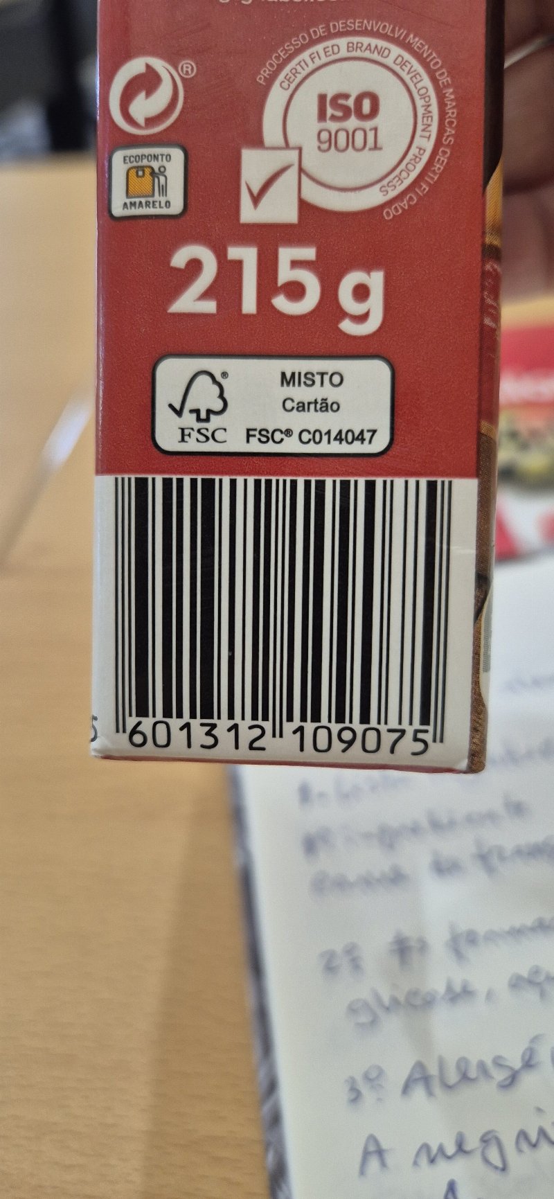 Foto da tabela nutricional