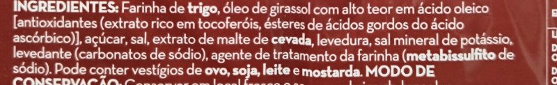 Foto da lista de ingredientes