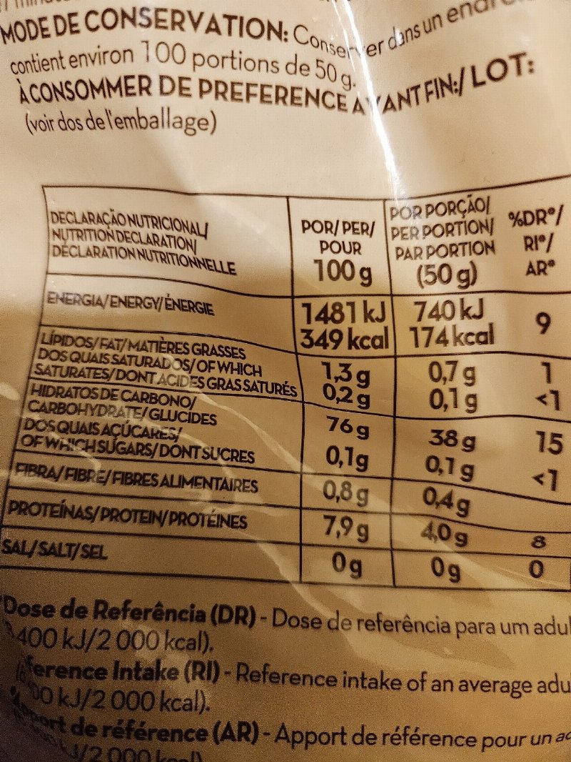 Foto da tabela nutricional