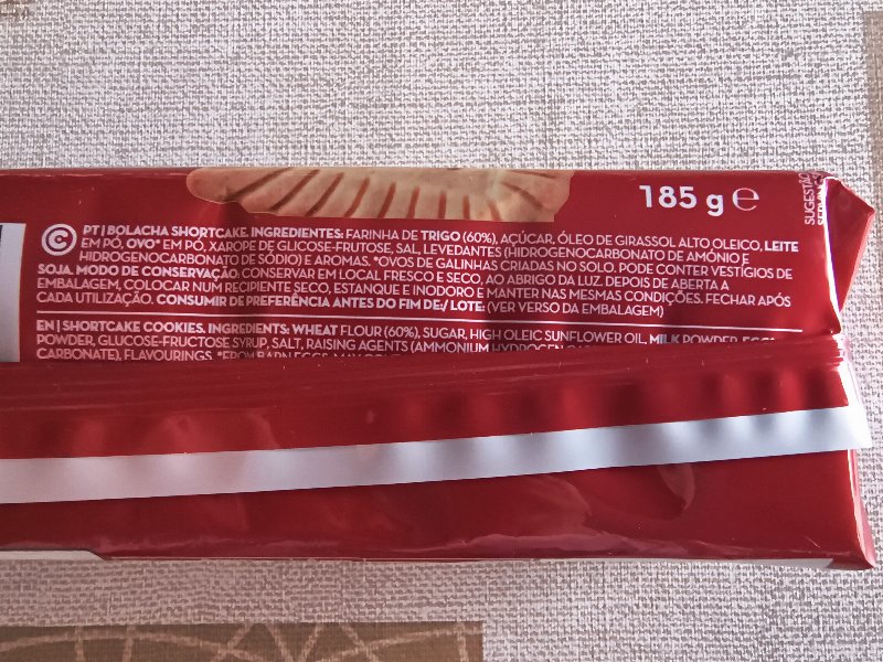 Foto da lista de ingredientes