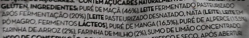 Foto da lista de ingredientes