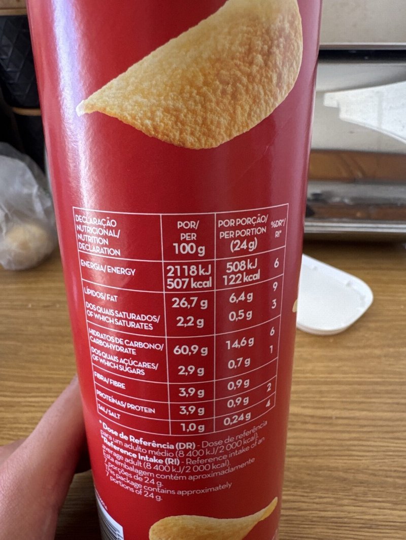 Foto da tabela nutricional