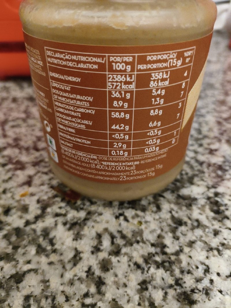 Foto da tabela nutricional