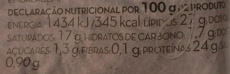 Foto da tabela nutricional