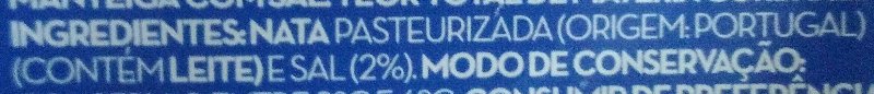 Foto da lista de ingredientes