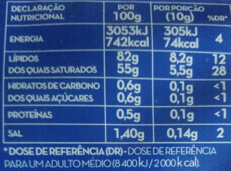 Foto da tabela nutricional