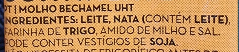 Foto da lista de ingredientes