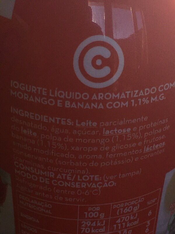 Foto da lista de ingredientes
