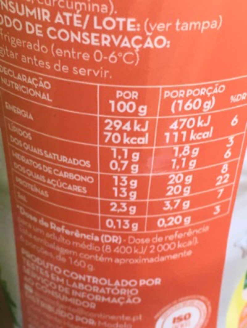Foto da tabela nutricional