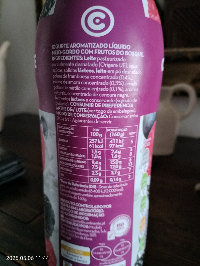 Foto da tabela nutricional