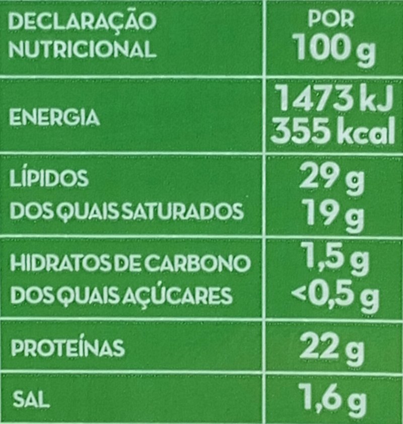 Foto da tabela nutricional