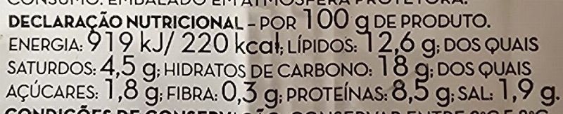 Foto da tabela nutricional