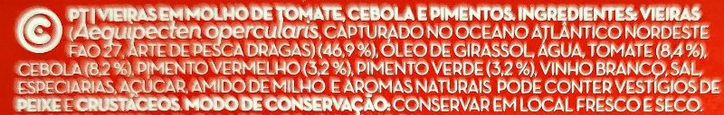 Foto da lista de ingredientes