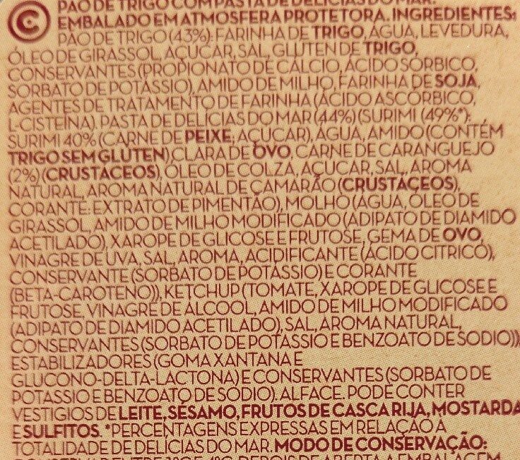 Foto da lista de ingredientes