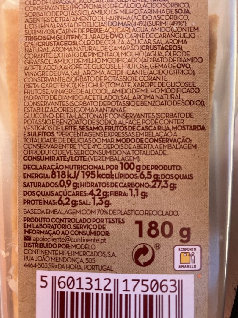 Foto da tabela nutricional